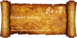 Csanki Balda névjegykártya